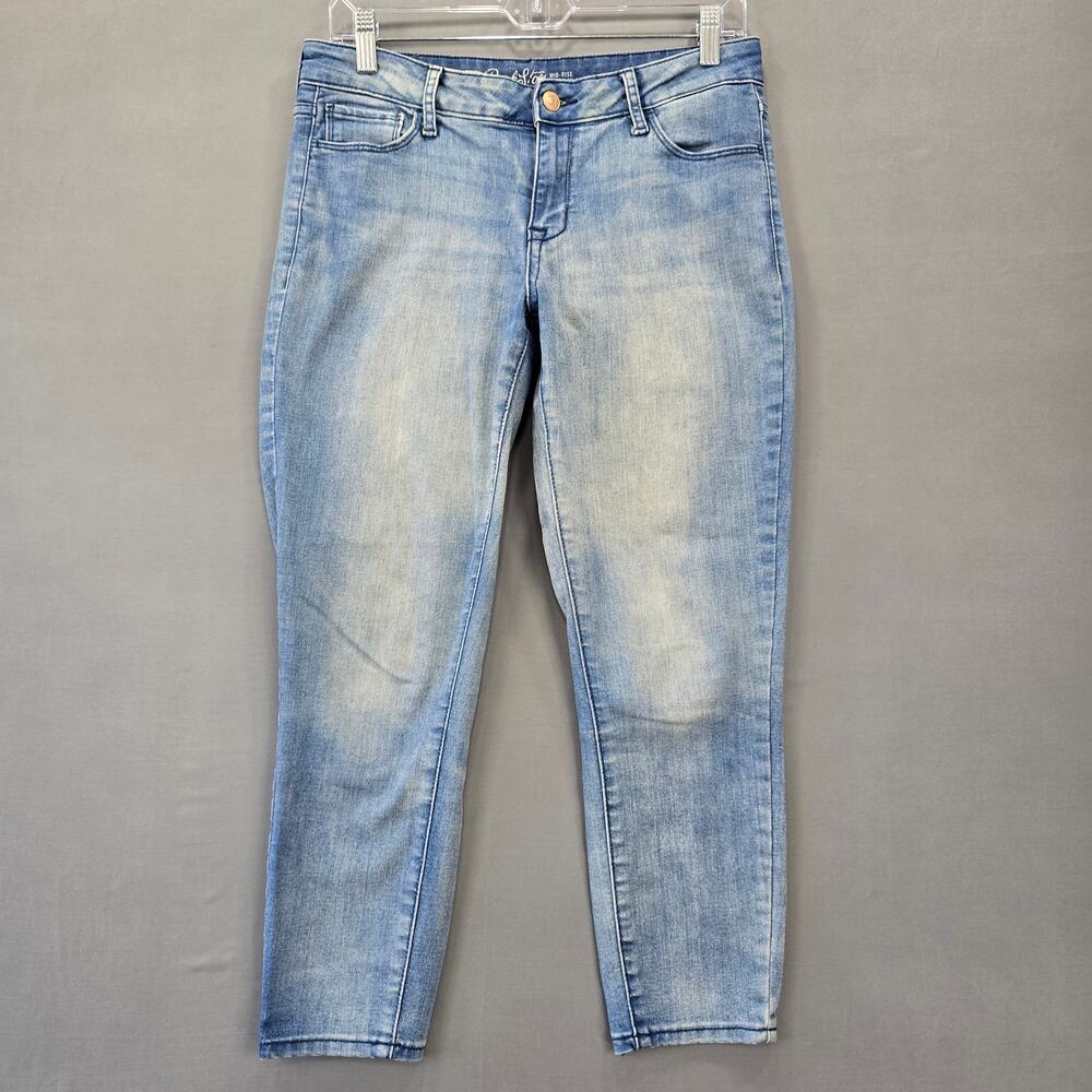 Old Navy Rockstar Mid-Rise Acid Wash Jeans Womens Size 6 Light Blue Faded Denim